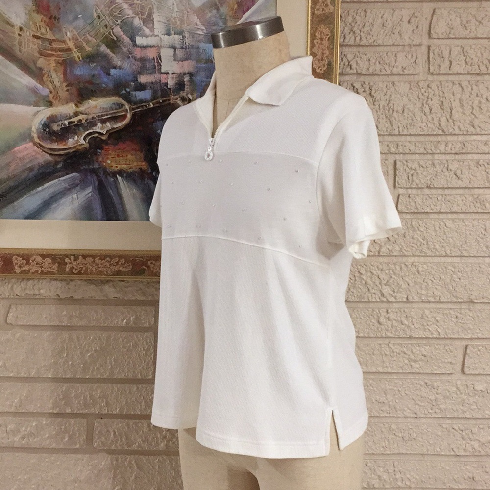 🌹Blast Rhinestone Embellished Polo Shirt Top - Picture 2 of 9